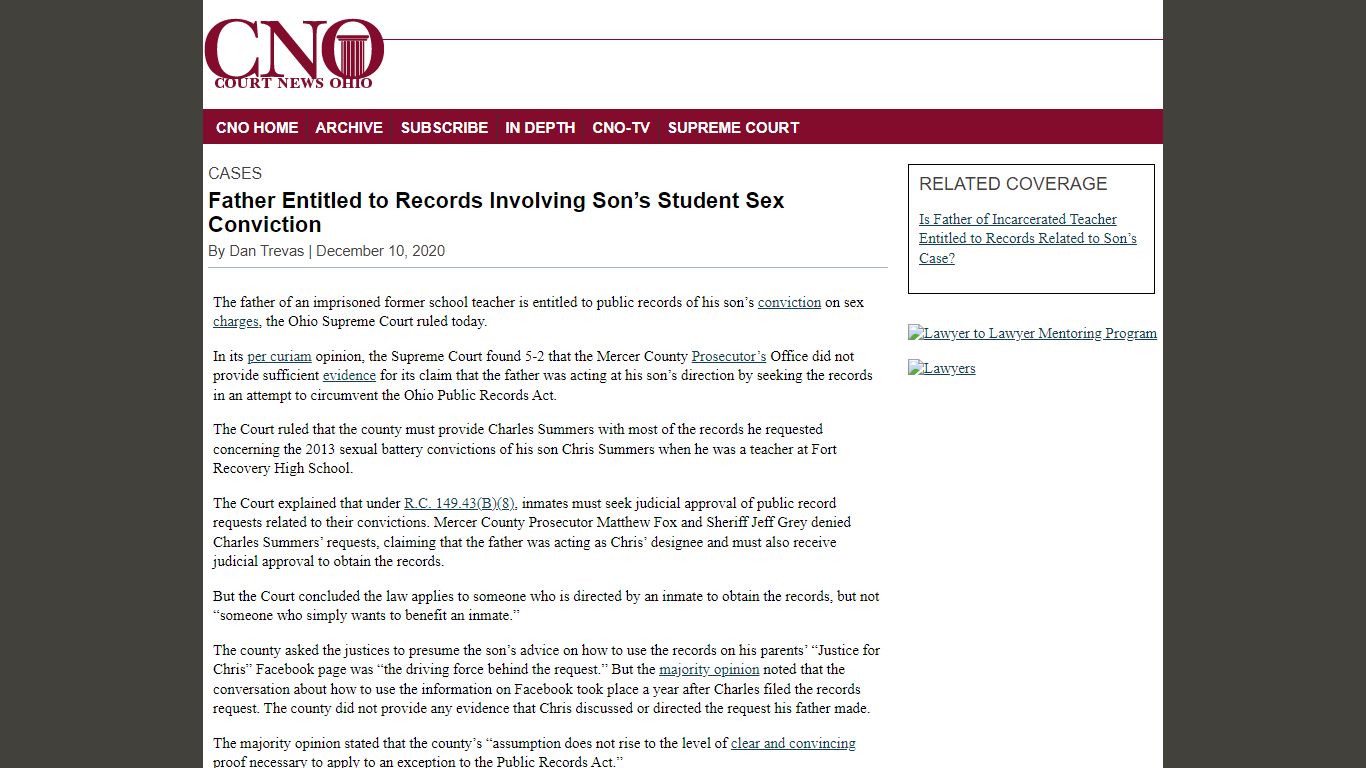 Father Entitled to Records Involving Son’s Student Sex ...